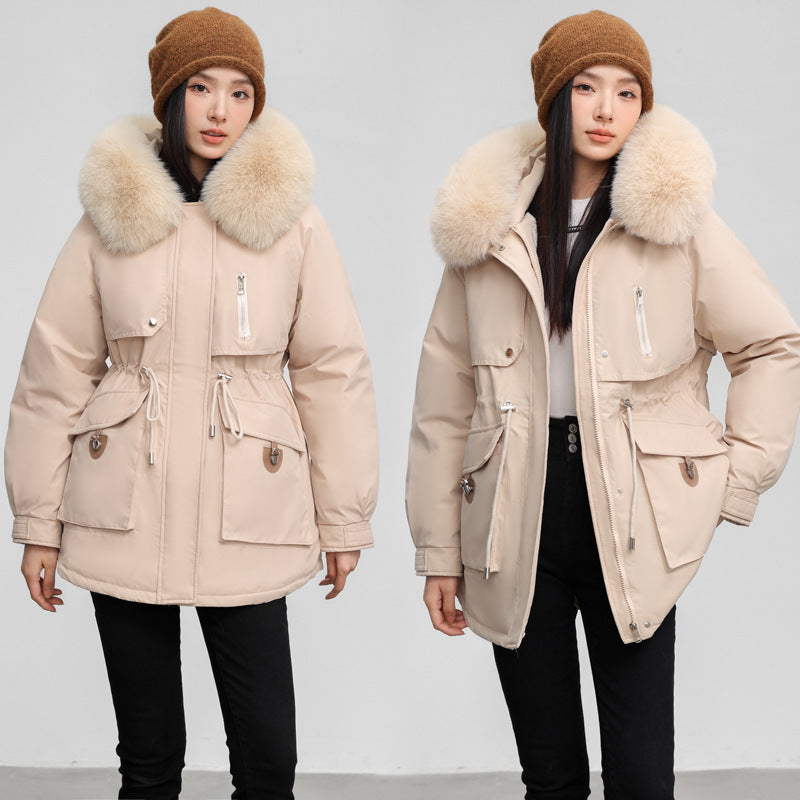 Cross-border Fleece-lined Thickened Fit Slimming Cotton Coat women