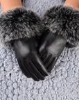 Women's Sheepskin Fleece-lined Warm Gloves