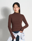 Women Cotton Blend Slim Fit Long Sleeve T-Shirt – Breathable Round Neck Casual Yoga Pullover Top