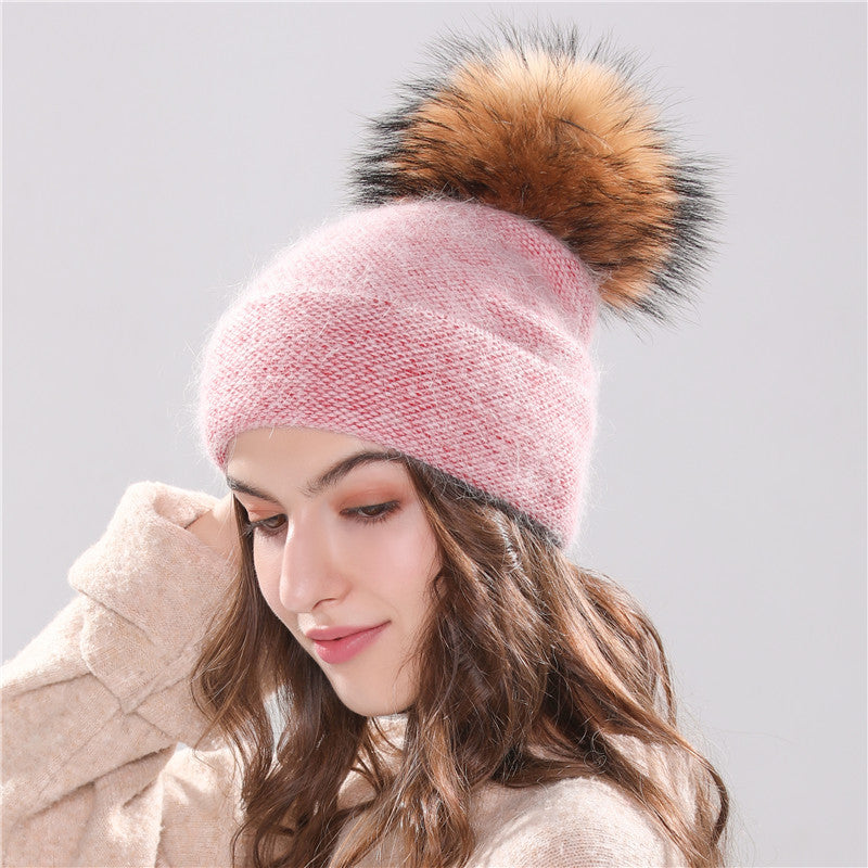 Angola Rabbit Fur Bonnet Girl &#39;s Hat Fall Female Cap