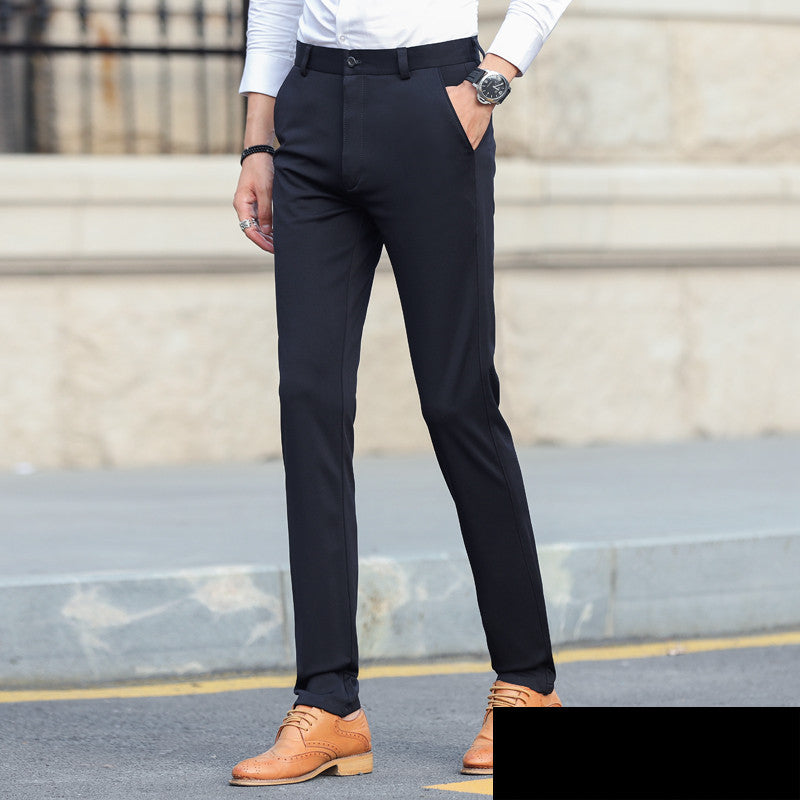 Men’s Stretch Suit Pants – Thick Business Slim Fit with Non-Iron Finish