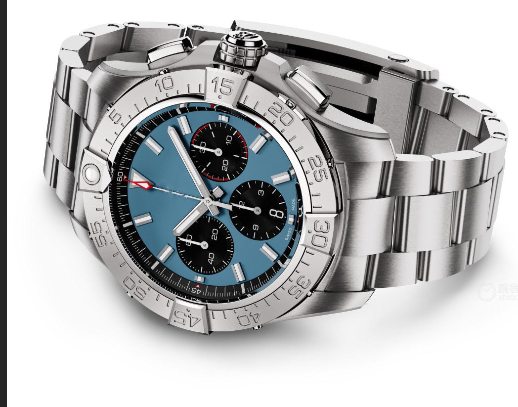 Men’s Chronograph Quartz Wristwatch – Sapphire Crystal, Stainless Steel Case