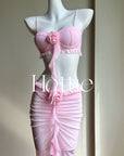 Heart Bikini Dress Three-piece Set Gathering Small Chest Steel Bracket
