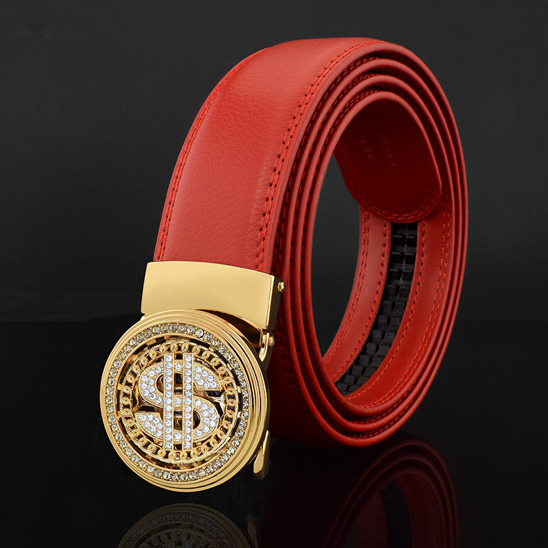 Belt Men&#39;s Leather Automatic Buckle