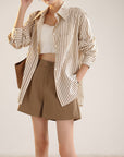 Women’s Striped Loose Long-Sleeve Shirt – Niche Design Early Autumn Cardigan Top