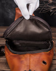 Men’s Genuine Cowhide Leather Chest Bag – Simple Retro Crossbody Satchel