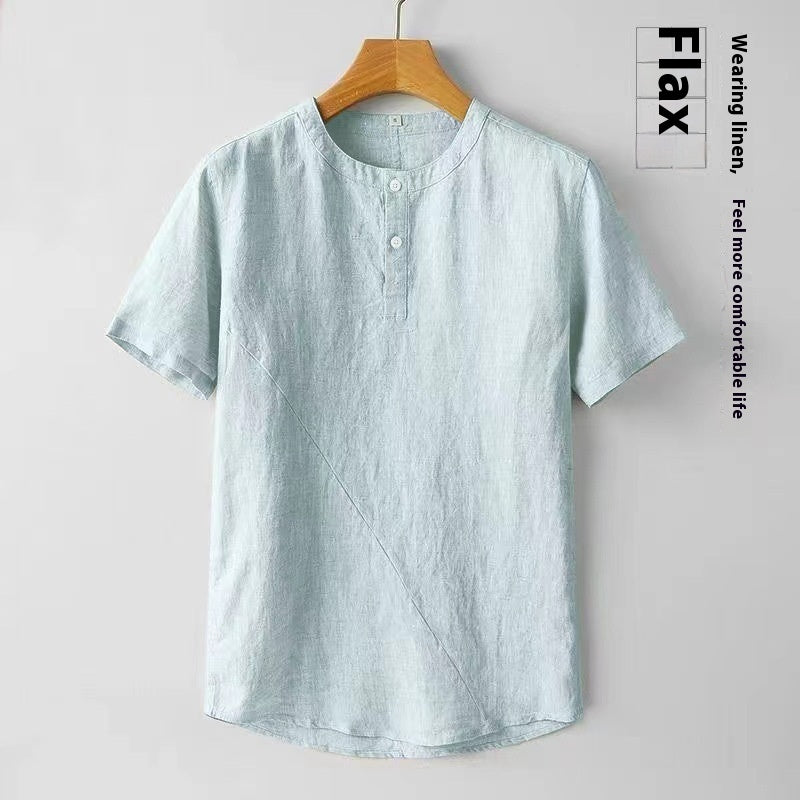 Men’s Cotton &amp; Linen Casual T-Shirt – Short Sleeve Summer Essential