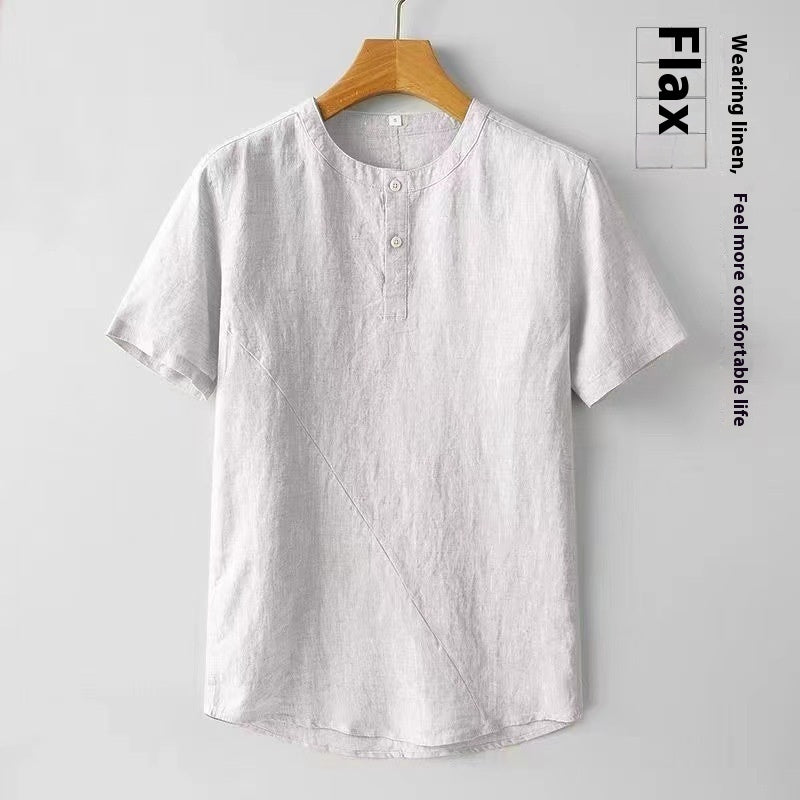 Men’s Cotton &amp; Linen Casual T-Shirt – Short Sleeve Summer Essential