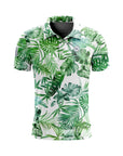Men Golf Print Short-Sleeved Polo Shirt – Breathable Cotton Spandex Floral Performance Golf Top