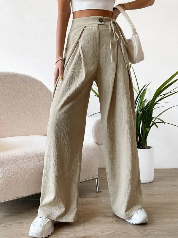 High-waist Lace-up Leg Pants