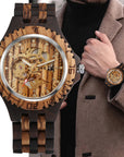 Zebra Strap Automatic Mechanical Wooden Watch