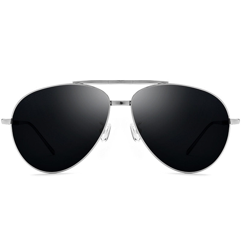 Men's Pure Titanium Sunglasses - Foldable Sports Shades (Silver/Gray Gradient)