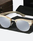 UV400 Semi-rimless Men's And Women's Polarized wooden Sunglasses