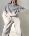 Oversized Solid Casual Pullovers Long Pant Set Warm HoodiE