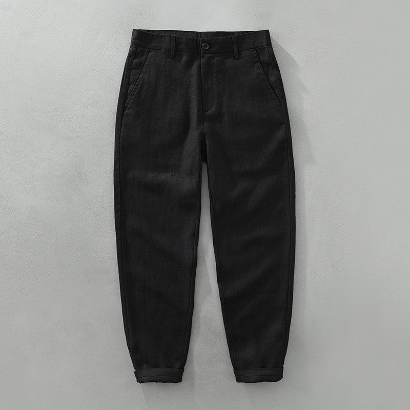 Men’s Pure Linen Loose Casual Cropped Pants – Lightweight Summer Comfort