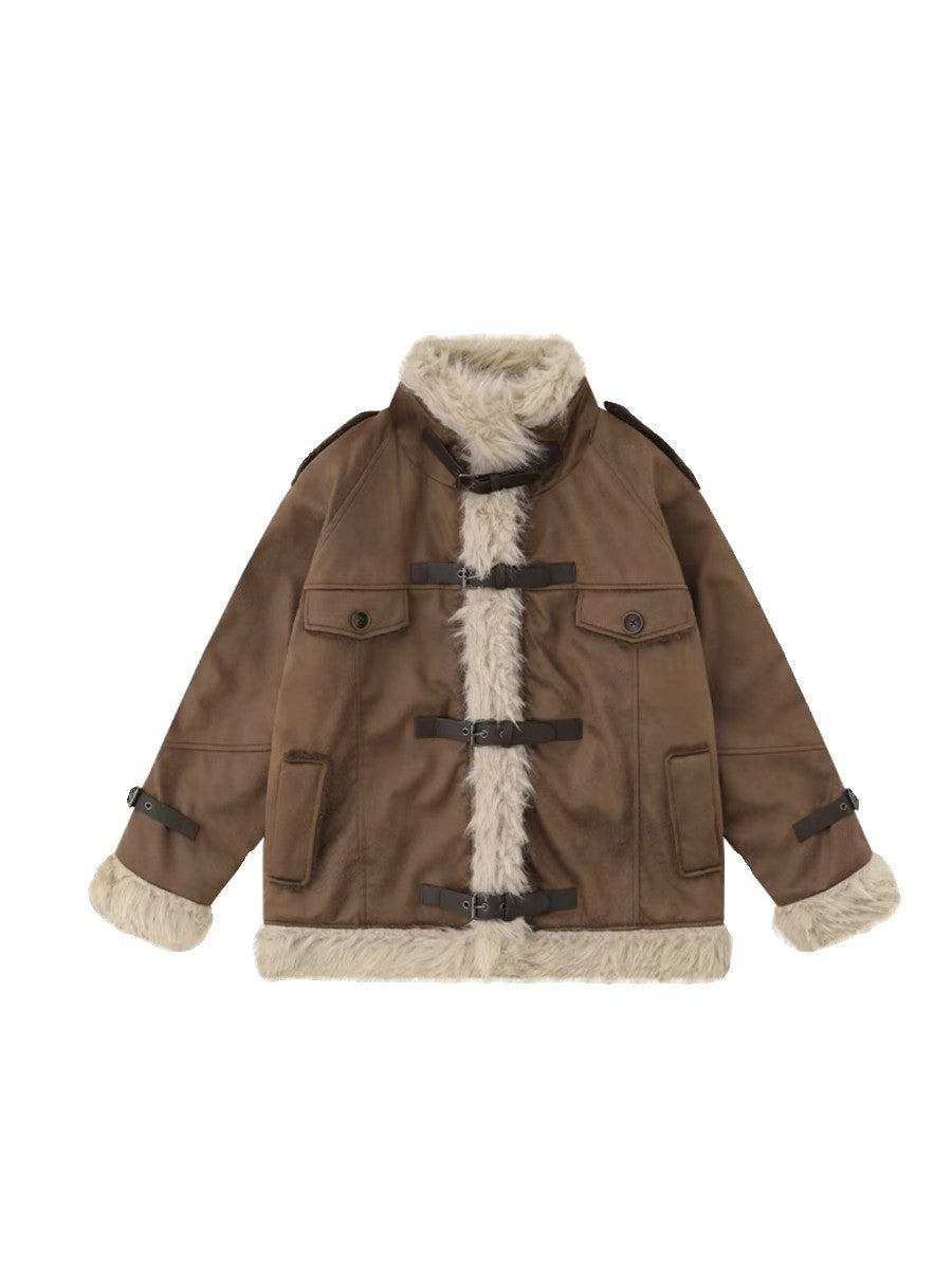 Unisex Retro Lamb Fur Coat – Cozy Warmth with Vintage Street Edge