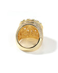 Men Trendy Retro Flower Diamond Ring – Gold Plated Geometric Hip-Hop Statement Band