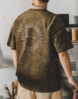 Men Retro Suede Texture T-Shirt – Vintage American Style Loose Fit Short Sleeve Graphic Casual Streetwear Tee