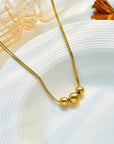 18K Gold Titanium Steel Metal Ball Necklace Vintage