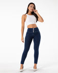 Women’s Four-Button Fitness Jeans – Shaping Stretch Denim for a Beautiful Silhouette