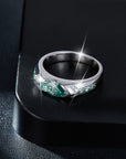 High quality Blue Green Mosonite Ring Unisex