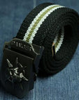 Men Canvas Skull Metal Belt