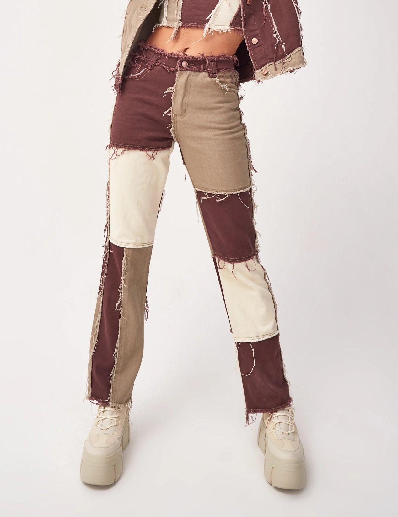 Women’s High-Rise Colorblock Slim-Fit Straight-Leg Jeans