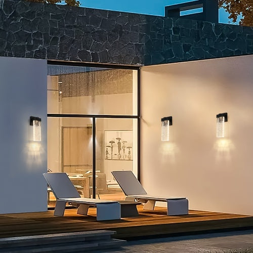 Outdoor Waterproof Transparent LED Crystal Wall Light Supports Many Types Of Bulb-2 Packs ( USA ONLY + 3 TO 5 DAYS SHIPPING)