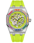 Men's Silicone Band Rainbow Diamond Automatic Mechanical Watch