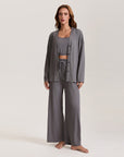 Women’s Three-Piece Viscose Pajama Set – Sling Top, Long Sleeve Jacket & Pants Soft Breathable Lounge Sleepwear