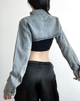 Women’s Loose Long-Sleeve Ultra-Short Denim Waistcoat Jacket – Trendy Street Style