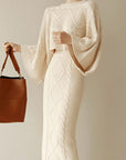 Women’s Knitted Bat-Sleeve Sweater & Skirt Set – Sweet Elegance with Effortless Comfort