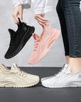 Fashion Casual Sports Shoes Women Lace Up Flat Shoes Lightweight Breathable Running Mesh Sneakers