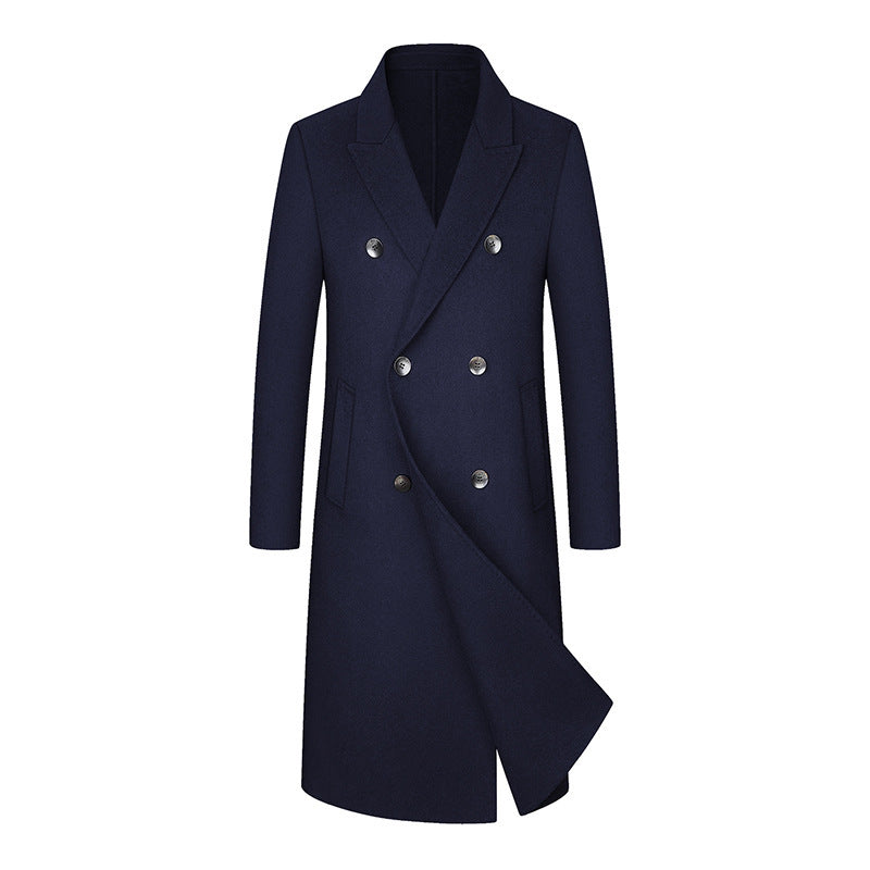 Woolen Coat Trench Coat Double Breasted Long Below The Knee