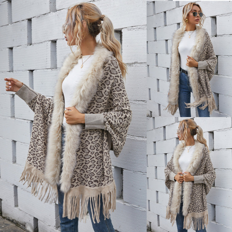 Fur Collar Cardigan Shawl Knitted Jacket