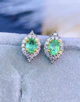 Women’s Natural Emerald Earrings – S925 Sterling Silver Retro National Style