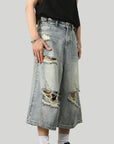 Men’s Distressed Washed Jeans – Loose Straight Fit