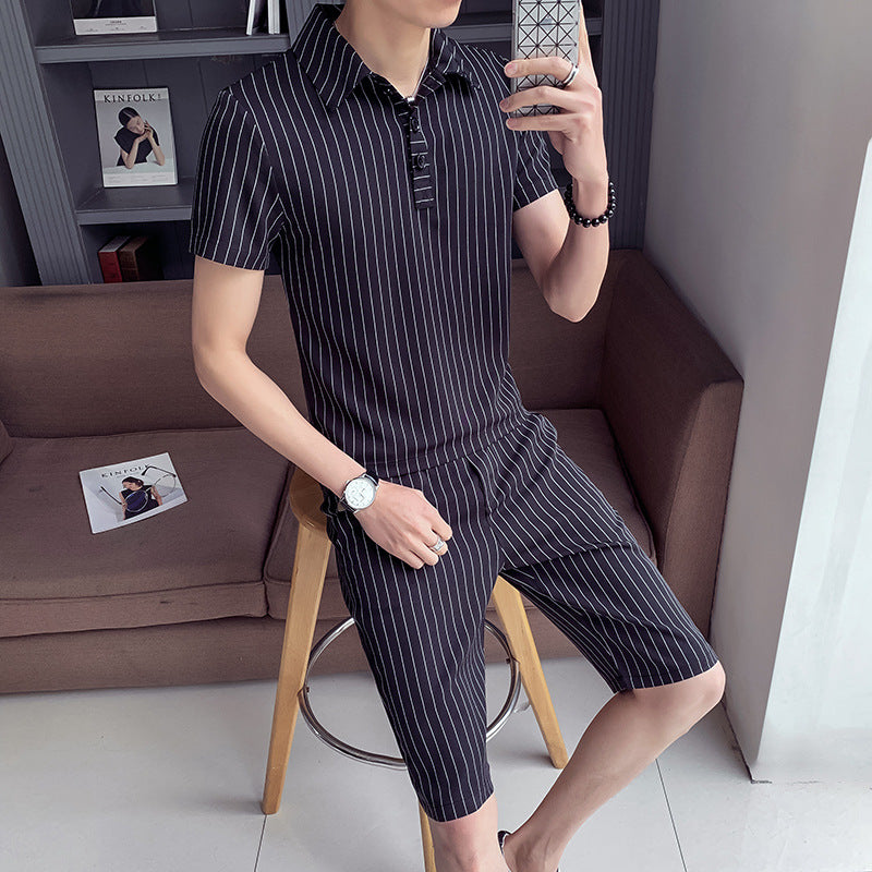 Men&#39;s short sleeve shorts suit two piece set