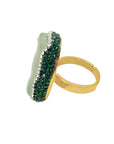 Chrysocolla Copper-plated 18K Gold Ring For Women