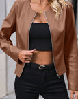 Long-sleeve Imitation leather Jacket