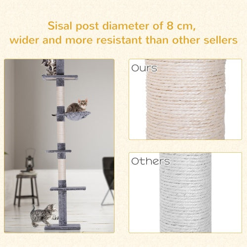 9 Foot Adjustable Height Floor To Ceiling Vertical Cat Tree - (USA ONLY + 3 TO 5 DAY SHIPPING)