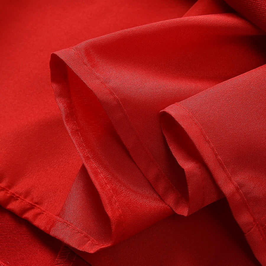 Women’s Handmade Rhinestone Stand-Up Collar Dress – Elegant Long-Sleeve Cinched Fit Design