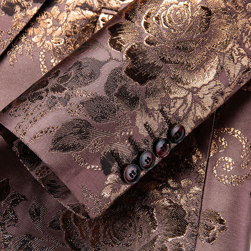 Men’s Floral Gilded Blazer – Slim Fit Cotton Blend Casual Suit Jacket