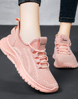 Fashion Casual Sports Shoes Women Lace Up Flat Shoes Lightweight Breathable Running Mesh Sneakers