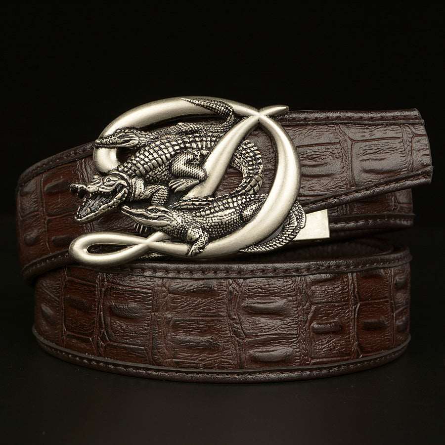 BeltCrocodile Buckle Men Belt Real Cowhide Automatic Buckle Casual