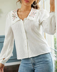 White Long Sleeve Slim Lapel Shirt