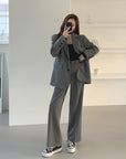 Women's Loose Korean Style Gray Suit