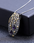 High-grade S925 Sterling Silver Natural Amethyst /Diopside/ Garnet  Necklace women