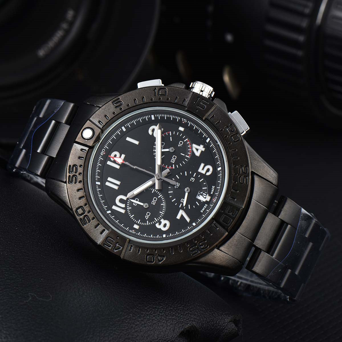 Men’s Chronograph Quartz Wristwatch – Sapphire Crystal, Stainless Steel Case