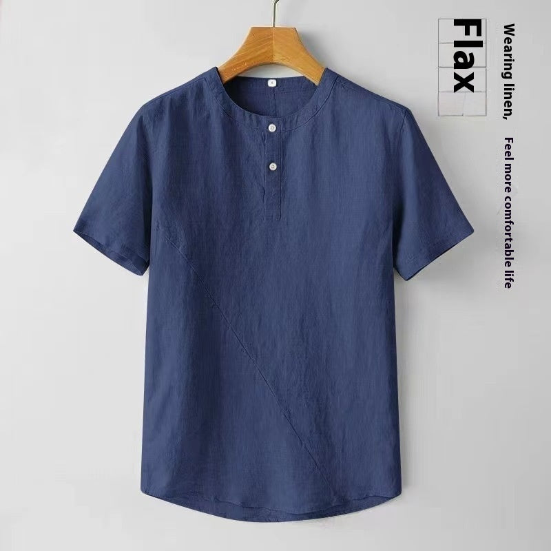 Men’s Cotton &amp; Linen Casual T-Shirt – Short Sleeve Summer Essential